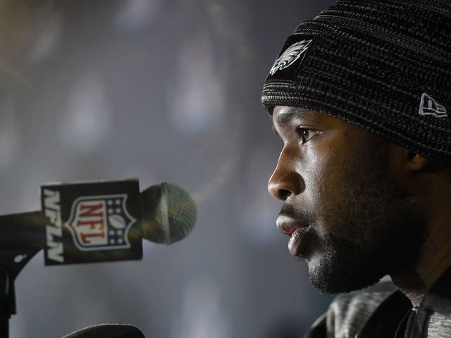 BLOOMINGTON, MN - FEBRUARY 01: Nelson Agholor #13 of the Philadelphia Eagles speaks to the media during Super Bowl LII media availability on February 1, 2018 at Mall of America in Bloomington, Minnesota. The Philadelphia Eagles will face the New England Patriots in Super Bowl LII on February 4th.