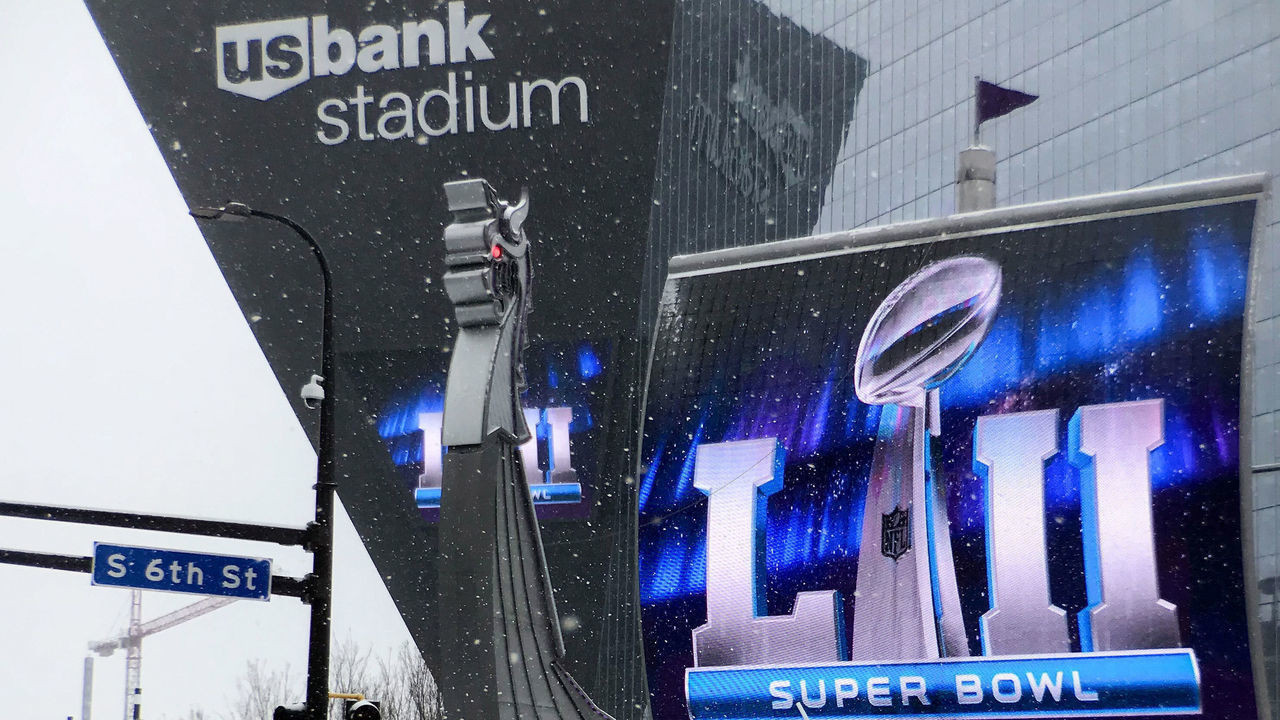 MINNEAPOLIS, MN - FEBRUARY 03: A general view of the exterior of U.S. Bank Stadium on February 3, 2018 in Minneapolis, Minnesota. Super Bowl LII will be played between the New England Patriots and the Philadelphia Eagles on February 4.
