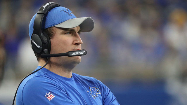 DETROIT, MI - JANUARY 01: Offensive coordinator Jim Bob Cooter of the Detroit Lions watches his team against the Green Bay Packers during first half action at Ford Field on January 1, 2017 in Detroit, Michigan.