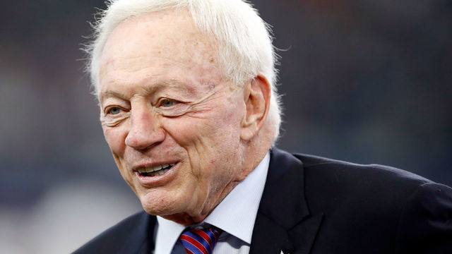 ARLINGTON, TX - NOVEMBER 23: Dallas Cowboys owner Jerry Jones stands on the field during warmups before the football game against the Los Angeles Chargers at AT&T Stadium on November 23, 2017 in Arlington, Texas.