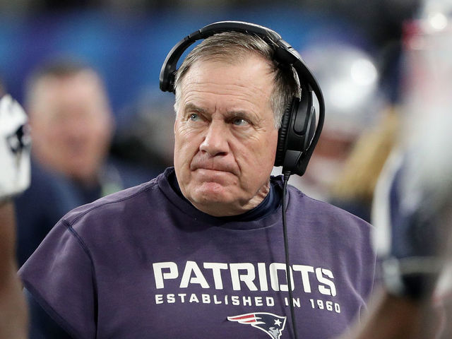 MINNEAPOLIS, MN - FEBRUARY 04: Head coach Bill Belichick of the New England Patriots looks on against the Philadelphia Eagles during the first quarter in Super Bowl LII at U.S. Bank Stadium on February 4, 2018 in Minneapolis, Minnesota.