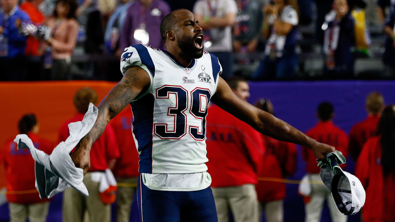 GLENDALE, AZ - FEBRUARY 01: Brandon Browner #39 of the New England Patriots celebrates after defeating the Seattle Seahawks during Super Bowl XLIX at University of Phoenix Stadium on February 1, 2015 in Glendale, Arizona. The Patriots defeated the Seahawks 28-24.