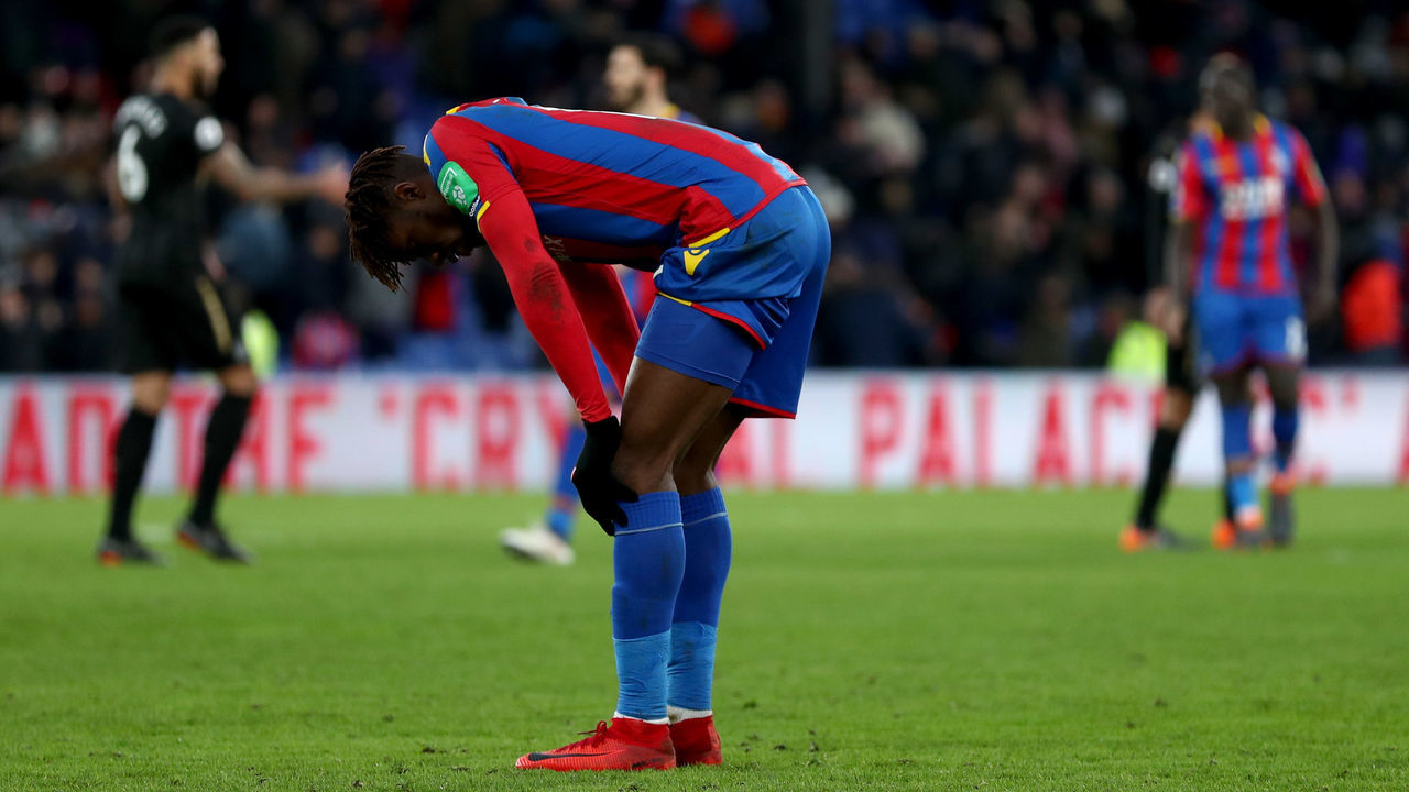 LONDON, ENGLAND - FEBRUARY 04: Wilfried Zaha of Crystal Palace looks dejected after the Premier League match between Crystal Palace and Newcastle United at Selhurst Park on February 4, 2018 in London, England.