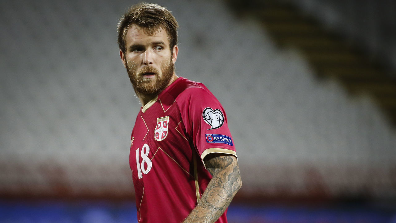 BELGRADE, SERBIA - SEPTEMBER 05: Aleksandar Katai of Serbia looks on during the FIFA 2018 World Cup Qualifier between Serbia and Ireland at stadium Rajko Mitic on September 5, 2016 in Belgrade.