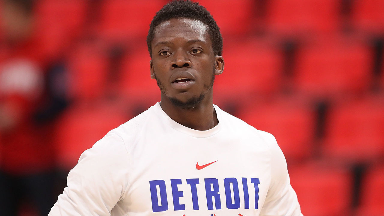 DETROIT, MI - DECEMBER 26: Reggie Jackson #1 of the Detroit Pistons warms up prior to the start of the game against the Indiana Pacers at Little Caesars Arena on December 26, 2017 in Detroit, Michigan. Detroit defeated Indiana 103-87.