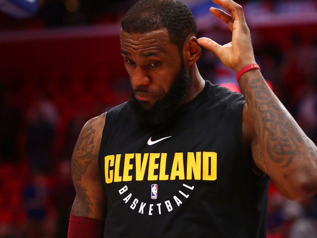 DETROIT, MI - JANUARY 30: LeBron James #23 of the Cleveland Cavaliers leaves the floor after a 125-114 loss to the Detroit Pistons at Little Caesars Arena on January 30, 2018 in Detroit, Michigan.