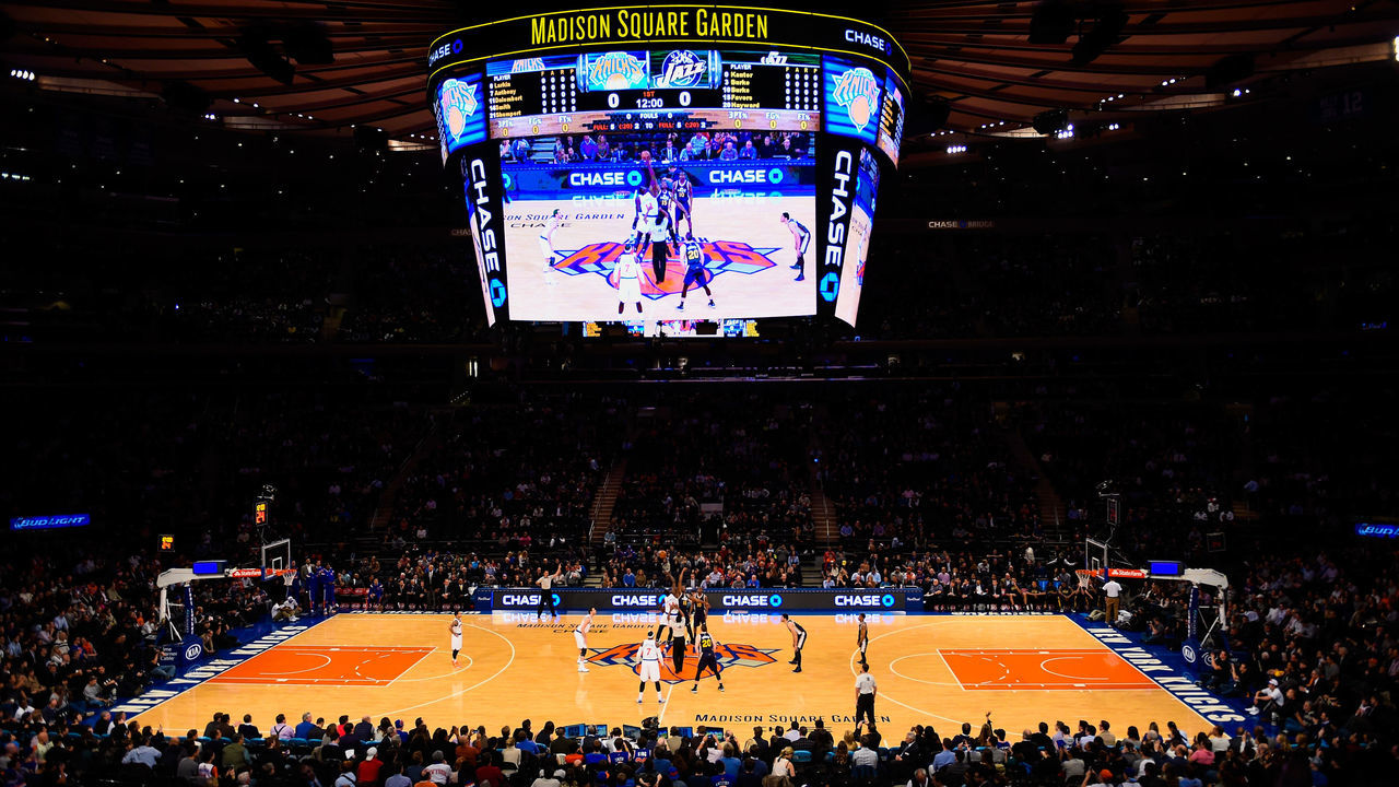 NEW YORK, NY - NOVEMBER 14: Fans look on during a tip-off between the New York Knicks and Utah Jazz at Madison Square Garden on November 14, 2014 in New York City. NOTE TO USER: User expressly acknowledges and agrees that, by downloading and/or using this photograph, user is consenting to the terms and conditions of the Getty Images License Agreement.