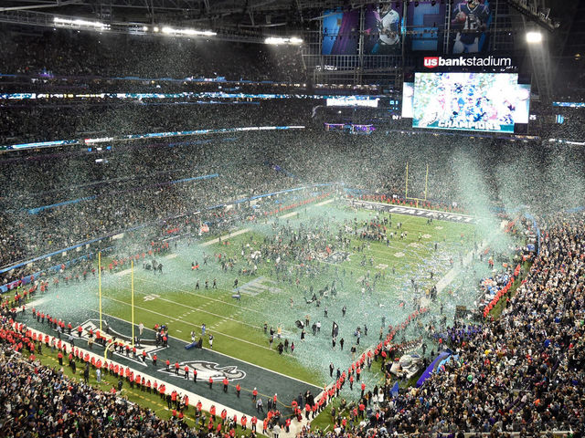 MINNEAPOLIS, MN - FEBRUARY 04: The Philadelphia Eagles celebrate after defeating the New England Patriots 41-33 in Super Bowl LII at U.S. Bank Stadium on February 4, 2018 in Minneapolis, Minnesota.