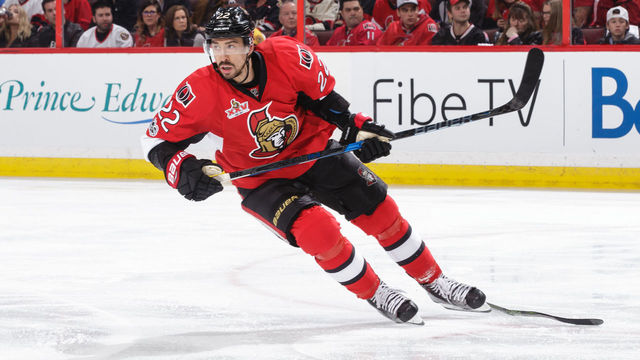 OTTAWA, ON - APRIL 21: Chris Kelly #22 of the Ottawa Senators skates against the Boston Bruins in Game Five of the Eastern Conference First Round during the 2017 NHL Stanley Cup Playoffs at Canadian Tire Centre on April 21, 2017 in Ottawa, Ontario, Canada. *** Local Caption ***