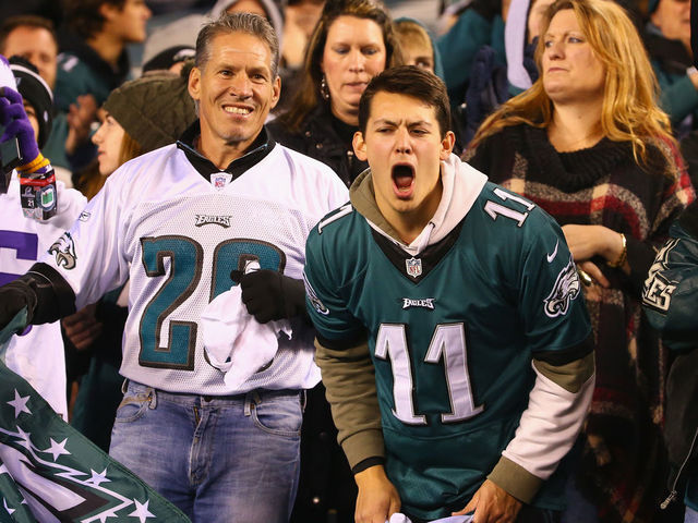 PHILADELPHIA, PA - JANUARY 21: Philadelphia Eagles fans cheer on their team in the NFC Championship game against the Minnesota Vikings at Lincoln Financial Field on January 21, 2018 in Philadelphia, Pennsylvania.