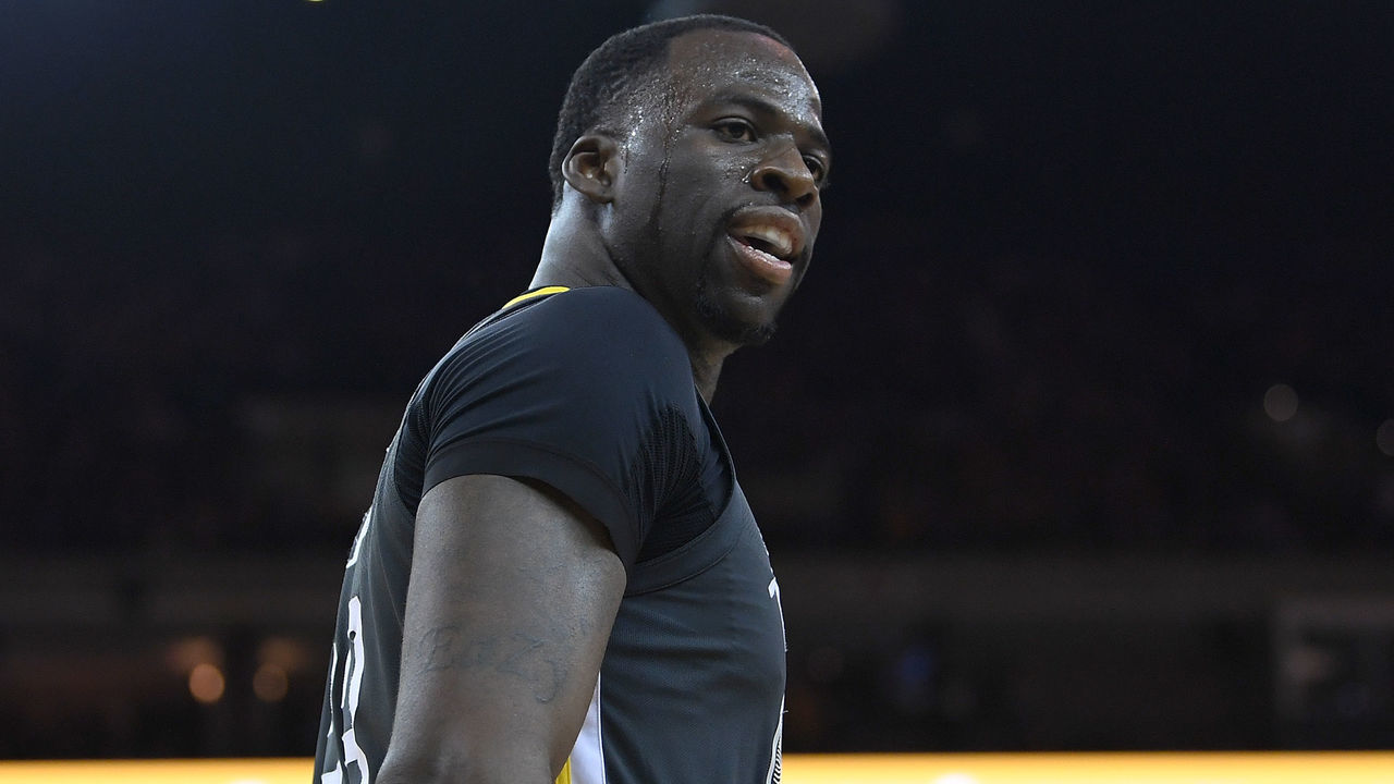 OAKLAND, CA - FEBRUARY 06: Draymond Green #23 of the Golden State Warriors reacts to the officiating during the second half of an NBA basketball game against the Oklahoma City Thunder at ORACLE Arena on February 6, 2018 in Oakland, California. Green was called for two technical fouls and ejected from the game.