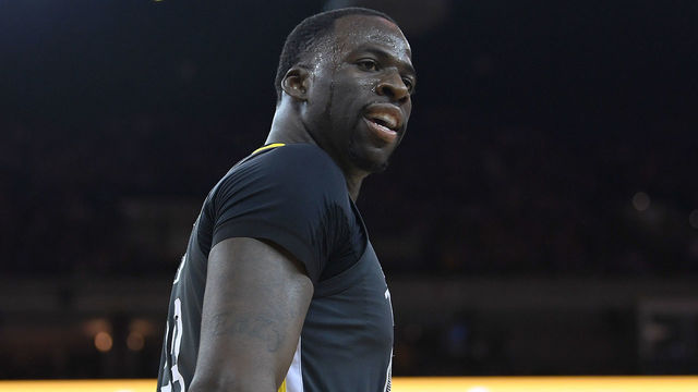 OAKLAND, CA - FEBRUARY 06: Draymond Green #23 of the Golden State Warriors reacts to the officiating during the second half of an NBA basketball game against the Oklahoma City Thunder at ORACLE Arena on February 6, 2018 in Oakland, California. Green was called for two technical fouls and ejected from the game.