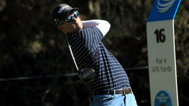 PEBBLE BEACH, CA - FEBRUARY 08: Kevin Streelman plays his shot from the 16th tee during Round One of the AT&T Pebble Beach Pro-Am at Spyglass Hill Golf Course on February 8, 2018 in Pebble Beach, California.