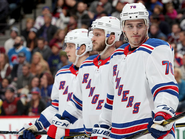 DENVER, CO - JANUARY 20: Brady Skjei #76 of the New York Rangers plays the Colorado Avalanche at the Pepsi Center on January 20, 2018 in Denver, Colorado.