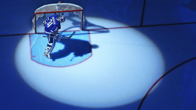 TORONTO, ON - APRIL 19: Frederik Andersen #31 of the Toronto Maple Leafs gets set to face the Washington Capitals in Game Four of the Eastern Conference Quarterfinals during the 2017 NHL Stanley Cup Playoffs at Air Canada Centre on April 19, 2017 in Toronto, Ontario, Canada. The Capitals defeated the Maple Leafs 5-4 to even series 2-2.
