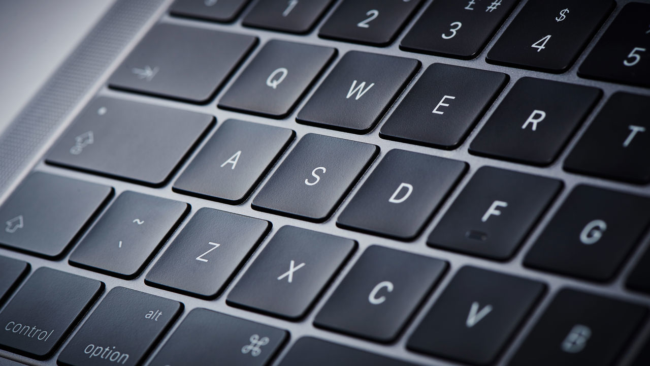 Detail of the keyboard on an Apple MacBook Pro 13-inch 2GHz laptop computer, taken on November 10, 2016.