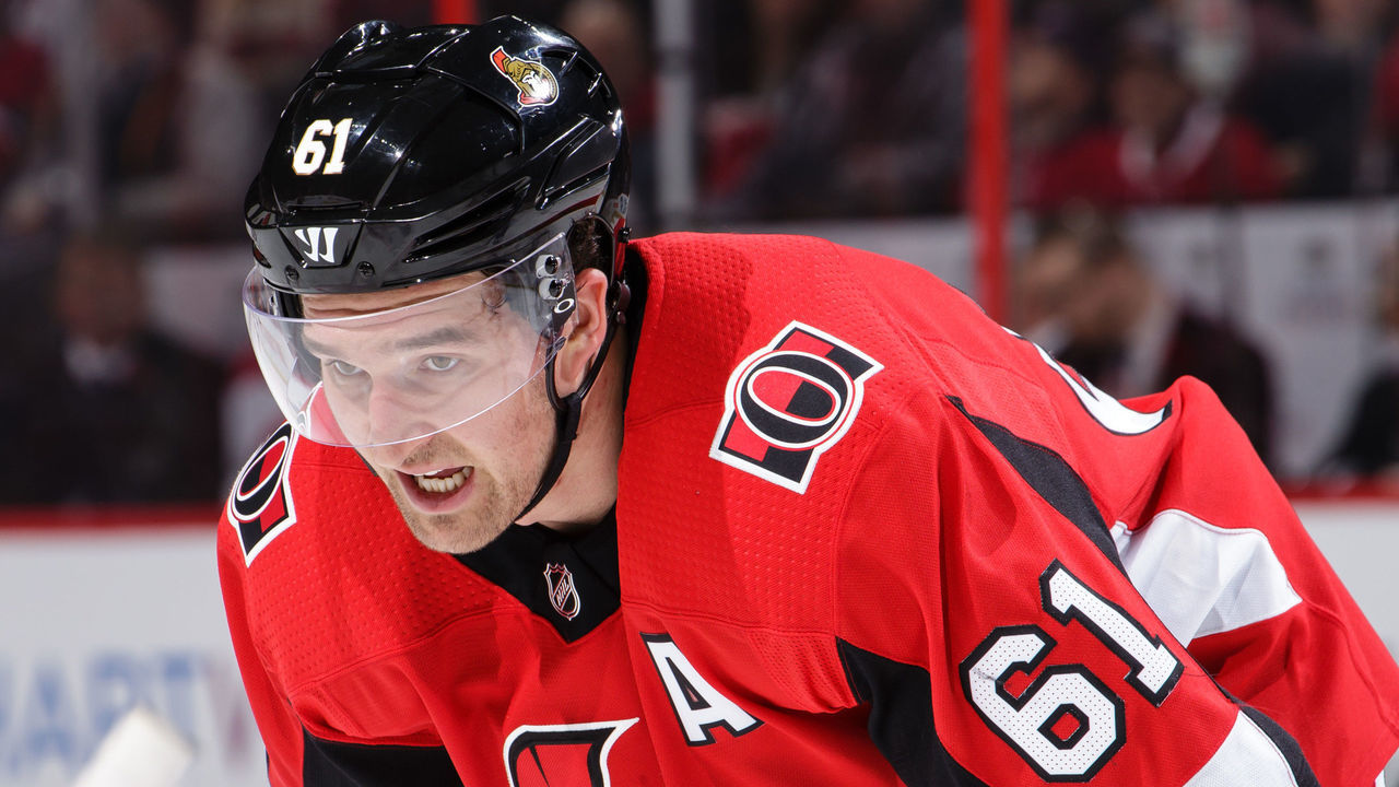 OTTAWA, ON - OCTOBER 30: Mark Stone #61 of the Ottawa Senators looks on against the Montreal Canadiens at Canadian Tire Centre on October 30, 2017 in Ottawa, Ontario, Canada.
