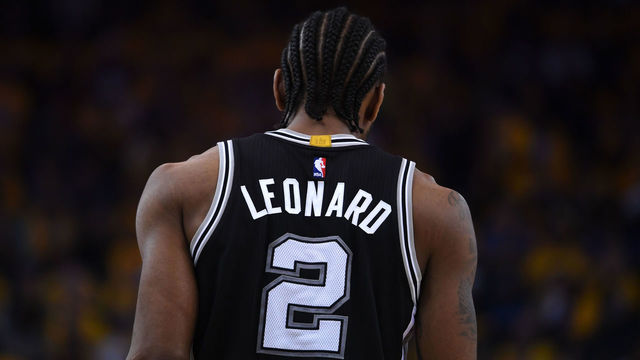 OAKLAND, CA - MAY 14: Kawhi Leonard #2 of the San Antonio Spurs stands on the court during Game One of the NBA Western Conference Finals against the Golden State Warriors at ORACLE Arena on May 14, 2017 in Oakland, California.