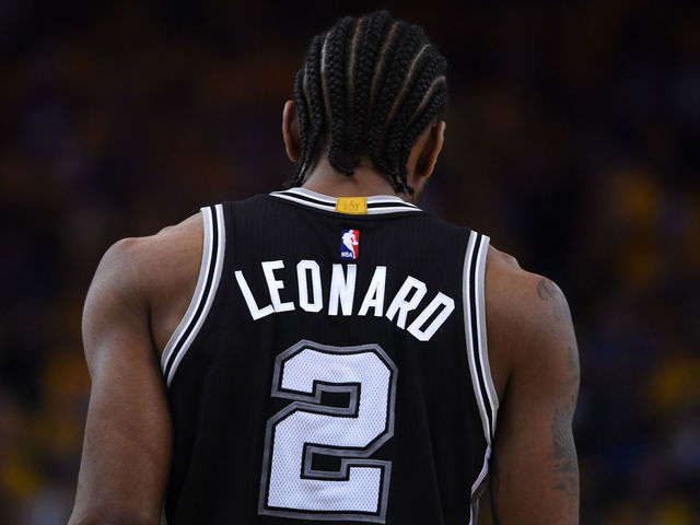 OAKLAND, CA - MAY 14: Kawhi Leonard #2 of the San Antonio Spurs stands on the court during Game One of the NBA Western Conference Finals against the Golden State Warriors at ORACLE Arena on May 14, 2017 in Oakland, California.