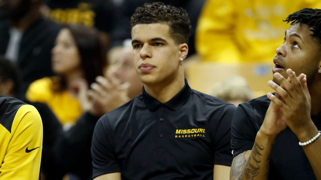 COLUMBIA, MO - DECEMBER 19: Michael Porter Jr. #13 of the Missouri Tigers watches from the bench during the game against the Stephen F. Austin Lumberjacks at Mizzou Arena on December 19, 2017 in Columbia, Missouri.