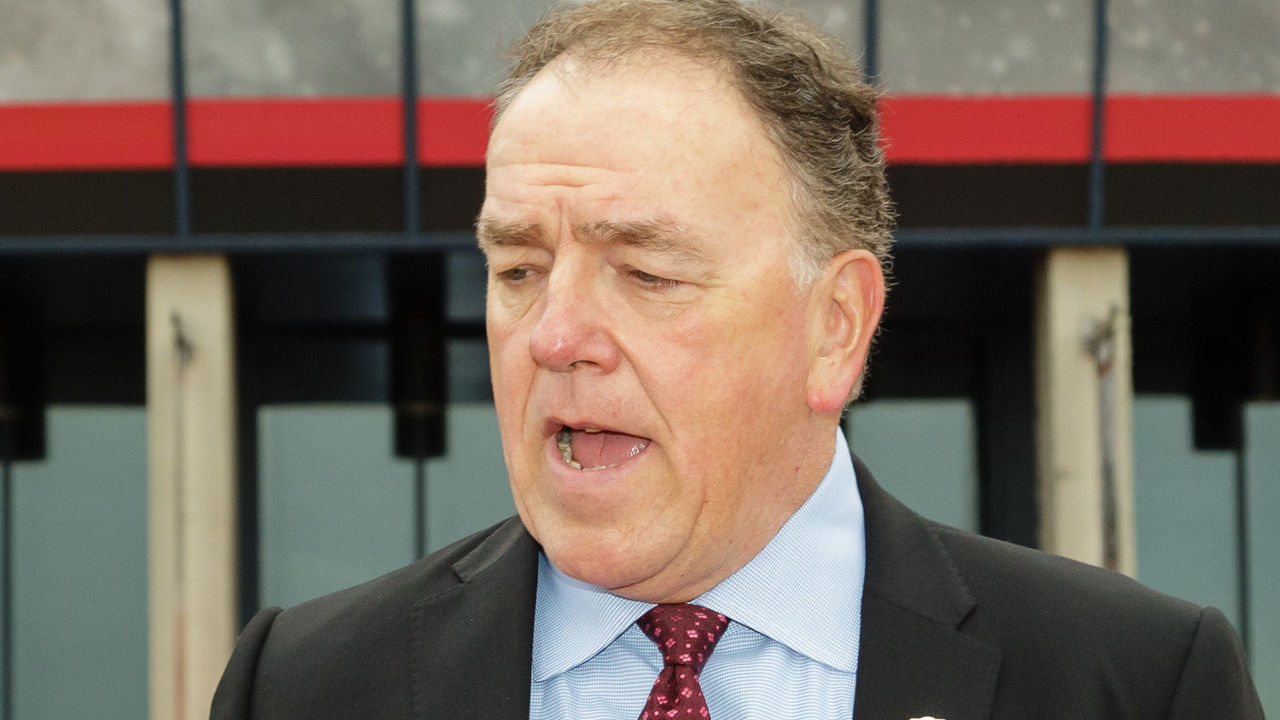 OTTAWA, ON - OCTOBER 7: Tom Anselmi, president and CEO, of the Ottawa Senators at the red carpet prior to a game against the Detroit Red Wings at Canadian Tire Centre on October 7, 2017 in Ottawa, Ontario, Canada.