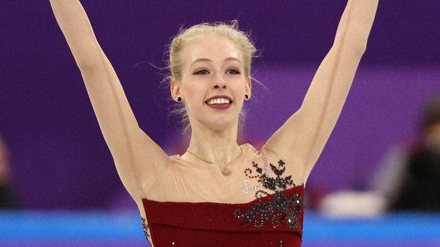 GANGNEUNG, SOUTH KOREA - FEBRUARY 11: Bradie Tennell of the United States competes in the Figure Skating Team Event Ladies Short Program on day two of the PyeongChang 2018 Winter Olympic Games at Gangneung Ice Arena on February 11, 2018 in Gangneung, South Korea.