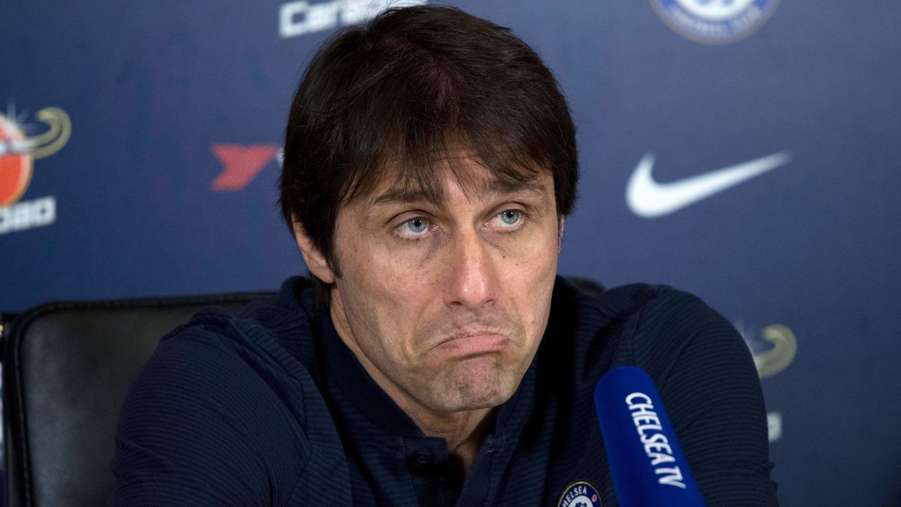Chelsea's Italian head coach Antonio Conte gives a press conference at Chelsea's Cobham training facility in Stoke D'Abernon, southwest of London, on February 9, 2018 ahead of their English Premier League football match against West Bromwich Albion. / AFP PHOTO / Justin TALLIS /