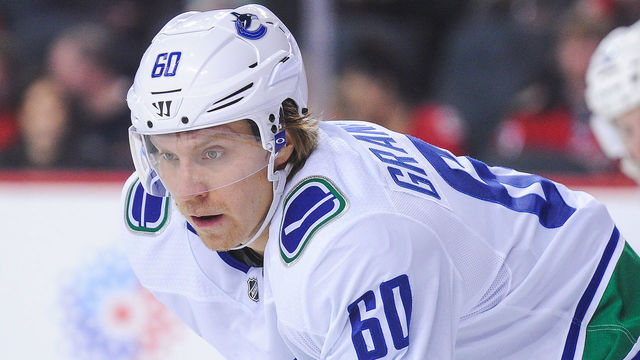 CALGARY, AB - DECEMBER 9: Markus Granlund #60 of the Vancouver Canucks in action against the Calgary Flames during an NHL game at Scotiabank Saddledome on December 9, 2017 in Calgary, Alberta, Canada.