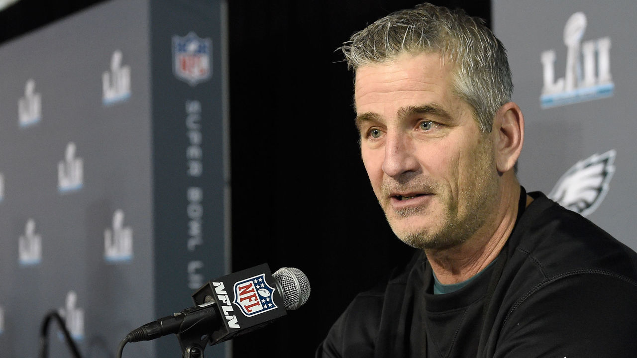 BLOOMINGTON, MN - JANUARY 31: Offensive coordinator Frank Reich of the Philadelphia Eagles speaks to the media during Super Bowl LII media availability on January 31, 2018 at Mall of America in Bloomington, Minnesota. The Philadelphia Eagles will face the New England Patriots in Super Bowl LII on February 4th.