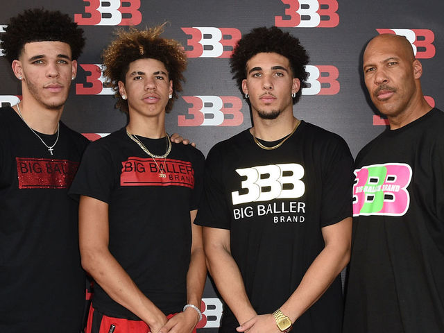 CHINO, CA - SEPTEMBER 02: (L-R) Lonzo Ball, LaMelo Ball, LiAngelo Ball and LaVar Ball attend Melo Ball's 16th Birthday on September 2, 2017 in Chino, California.