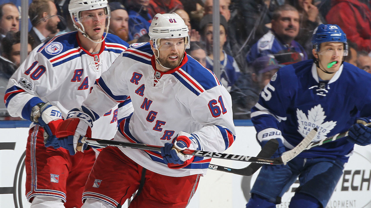 TORONTO, ON - JANUARY 19: Rick Nash #61 of the New York Rangers skates against the Toronto Maple Leafs during an NHL game at the Air Canada Centre on January 19, 2017 in Toronto, Ontario, Canada. The Rangers defeated the Maple Leafs 5-2.