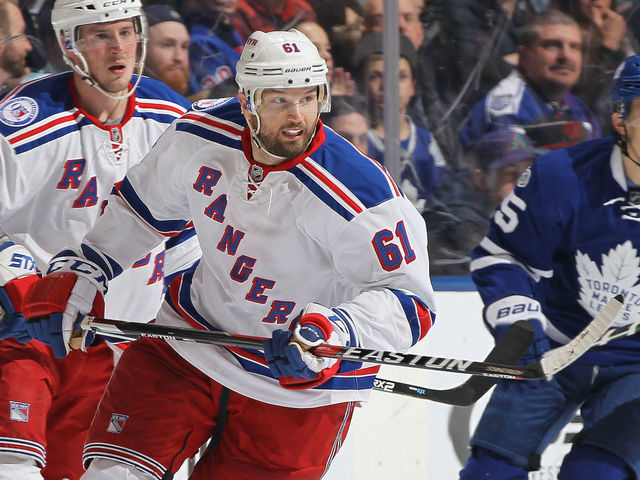 TORONTO, ON - JANUARY 19: Rick Nash #61 of the New York Rangers skates against the Toronto Maple Leafs during an NHL game at the Air Canada Centre on January 19, 2017 in Toronto, Ontario, Canada. The Rangers defeated the Maple Leafs 5-2.