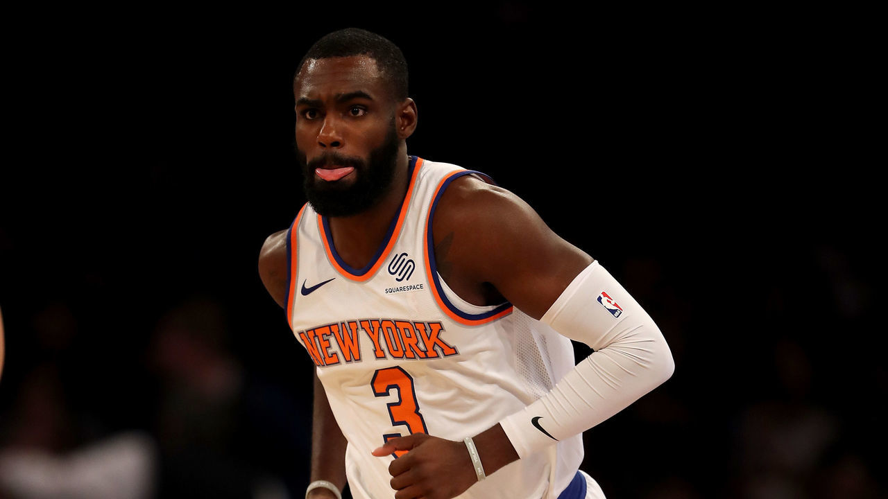 NEW YORK, NY - NOVEMBER 20: Tim Hardaway Jr. #3 of the New York Knicks celebrates his basket in the first half against the Los Angeles Clippers at Madison Square Garden on November 20, 2017 in New York City.