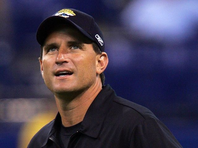 INDIANAPOLIS - SEPTEMBER 21: Assistant coach Mike Shula of the Jacksonville Jaguars before a game against the Indianapolis Colts on September 21, 2008 at Lucas Oil Stadium in Indianapolis, Indiana.