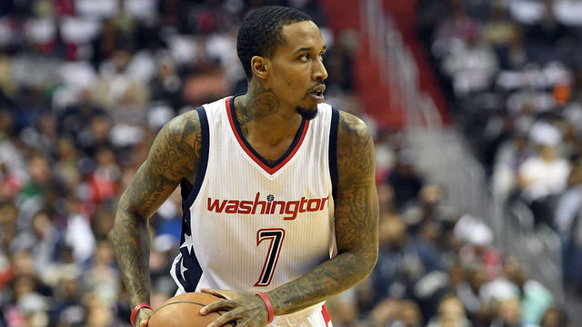 WASHINGTON, DC - MAY 04: Brandon Jennings #7 of the Washington Wizards handles the ball against the Boston Celtics in Game Three of the Eastern Conference Semifinals at Verizon Center on May 4, 2017 in Washington, DC.