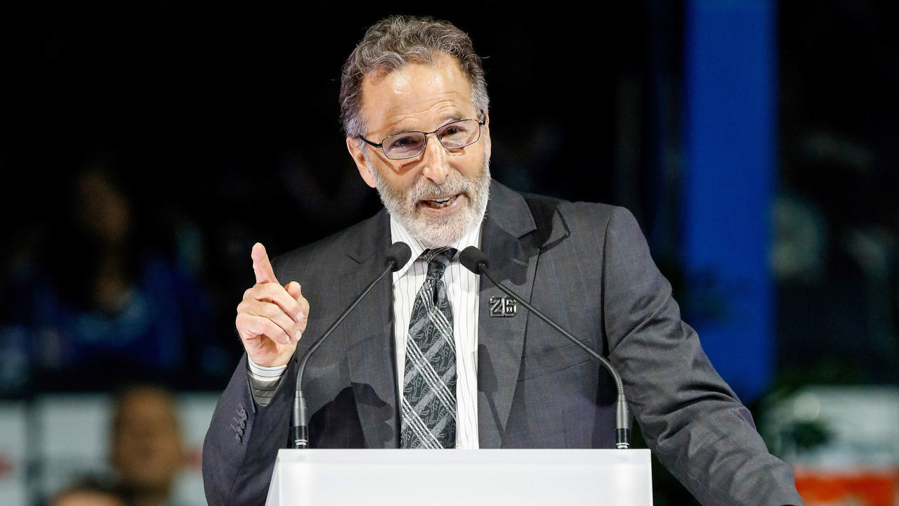 TAMPA, FL - JANUARY 13: Columbus Blue Jackets and former Tampa Bay Lightning head coach John Tortorella speaks during a ceremony to retire the number of former Tampa Bay Lightning Martin St. Louis at the Amalie Arena on January 13, 2017 in Tampa, Florida.