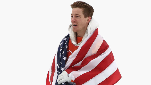 PYEONGCHANG-GUN, SOUTH KOREA - FEBRUARY 14: Gold medalist Shaun White of the United States celebrates during the victory ceremony for the Snowboard Men's Halfpipe Final on day five of the PyeongChang 2018 Winter Olympics at Phoenix Snow Park on February 14, 2018 in Pyeongchang-gun, South Korea.