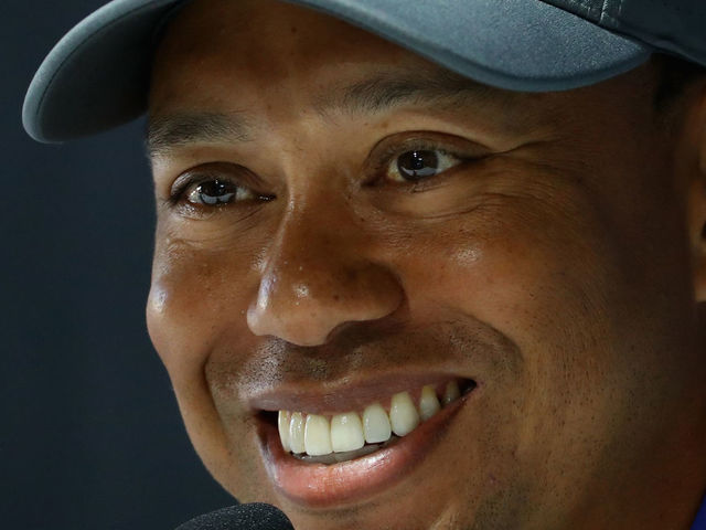 PACIFIC PALISADES, CA - FEBRUARY 13: Tiger Woods of the USA addresses a press conference ahead of the Genesis Open at the Riviera Country Club on February 13, 2018 in Pacific Palisades, California.
