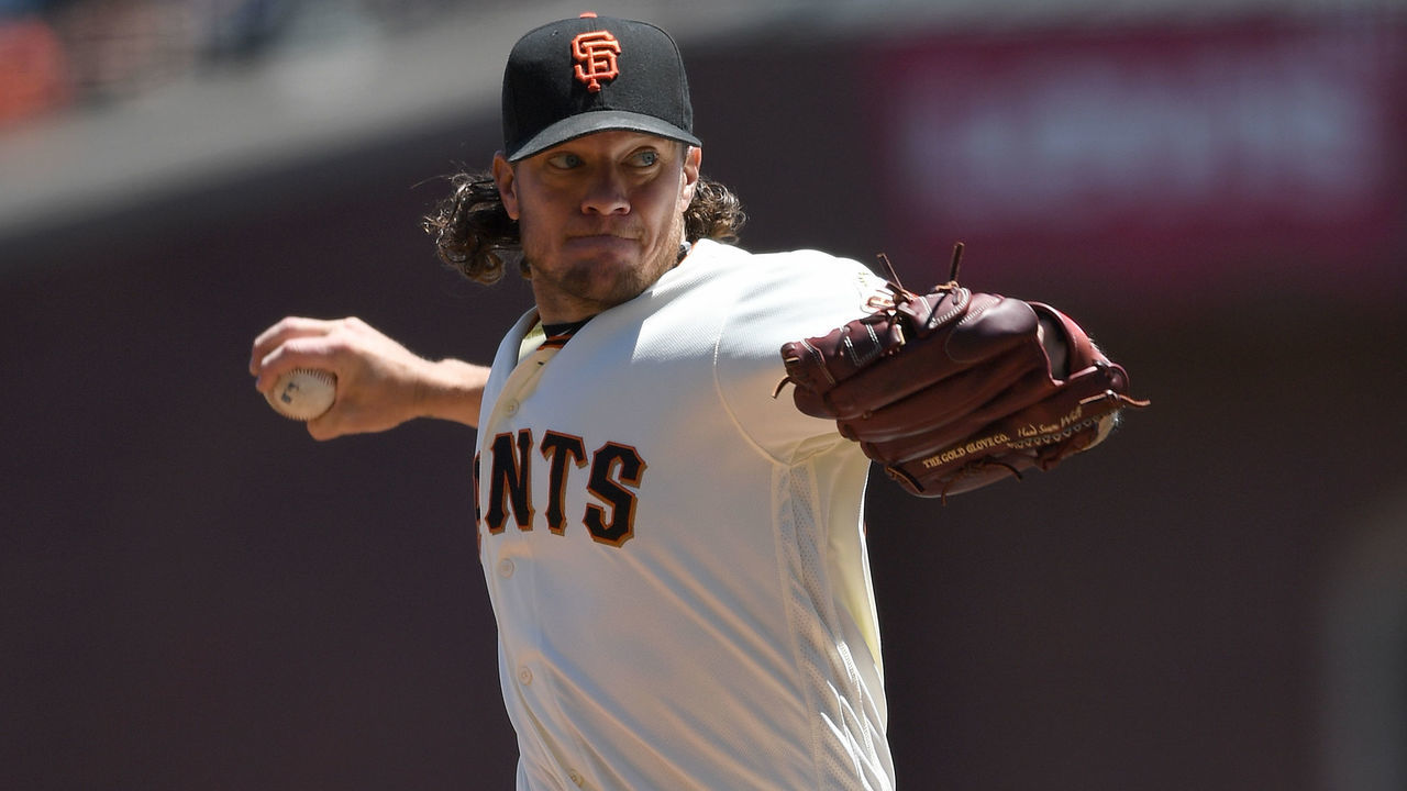 SAN FRANCISCO, CA - JULY 30: Jake Peavy #22 of the San Francisco Giants pitches against the Washington Nationals in the top of the second inning at AT&T Park on July 30, 2016 in San Francisco, California.