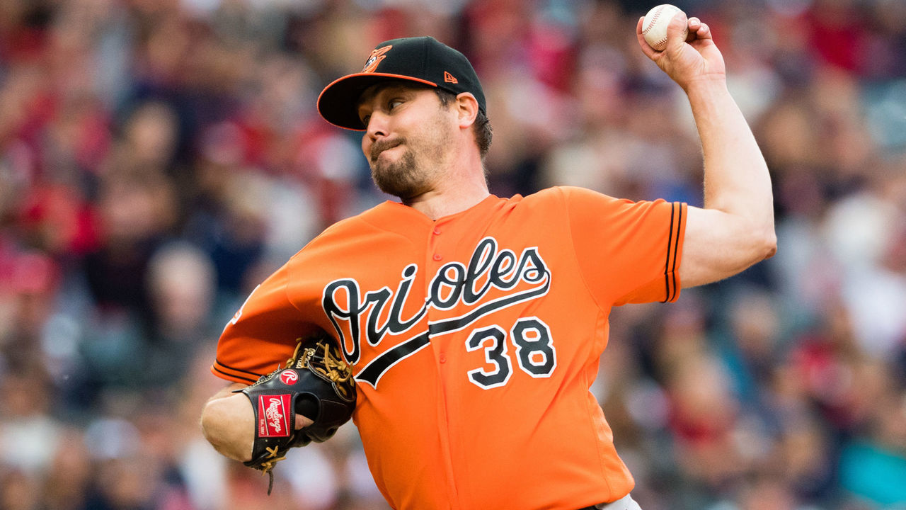 CLEVELAND, OH - SEPTEMBER 8: Starting pitcher Wade Miley #38 of the Baltimore Orioles pitches during the first inning against the Cleveland Indians at Progressive Field on September 8, 2017 in Cleveland, Ohio.