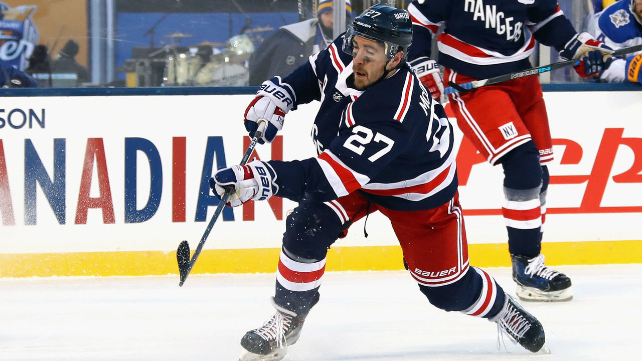 NEW YORK, NY - JANUARY 01: Ryan McDonagh #27 of the New York Rangers skates against the Buffalo Sabres during the 2018 Bridgestone NHL Winter Classic at Citi Field on January 1, 2018 in the Flushing neighborhood of the Queens borough of New York City. The Rangers defeated the Sabres 3-2 in overtime.