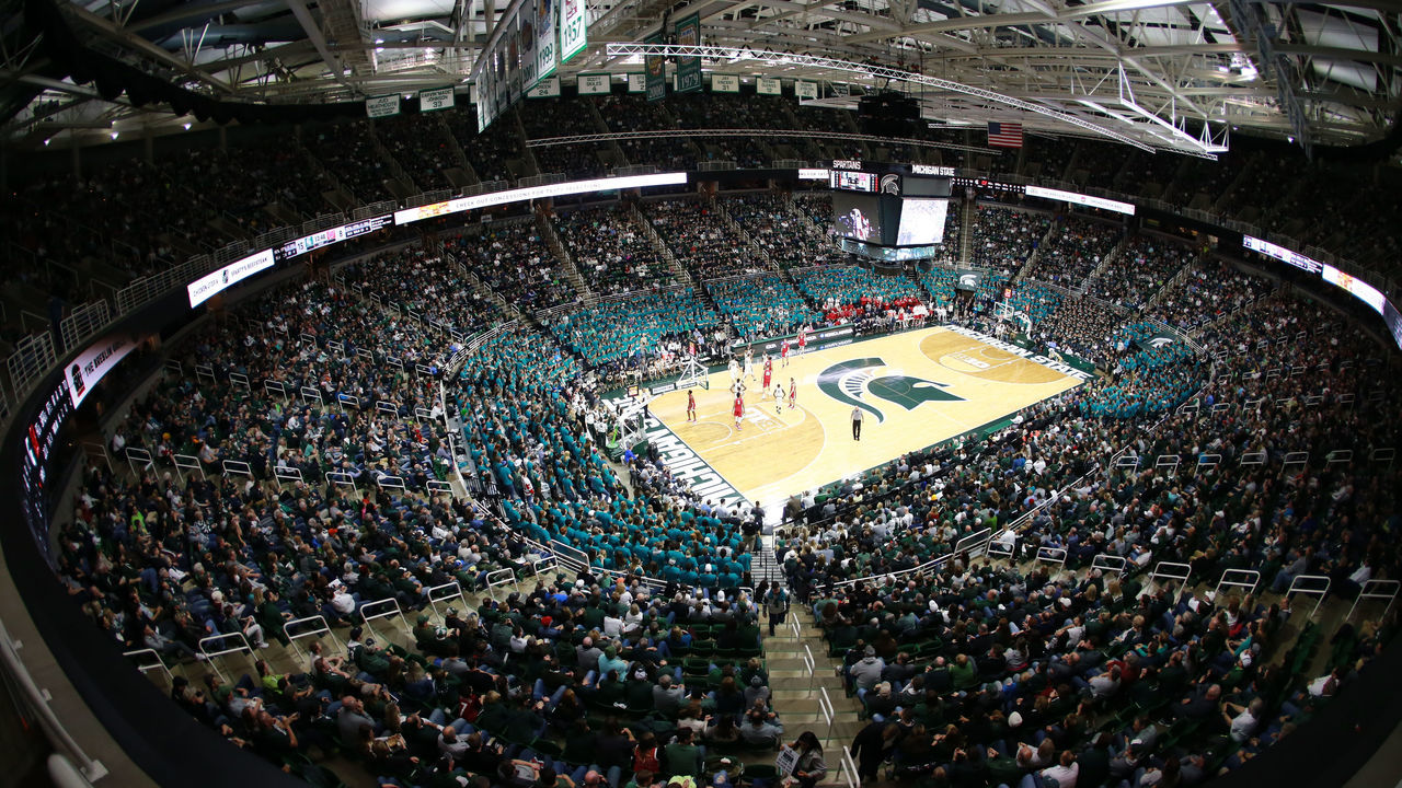 EAST LANSING, MI - JANUARY 26: General view of the Breslin Center during the Michigan State Spartans and Wisconsin Badgers basketball game on January 26, 2018 in East Lansing, Michigan.