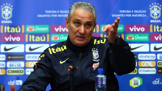 WEMBLEY, ENGLAND - NOVEMBER 13: Tite, Manager of Brazil speak during a Brazil Press Conference ahead of the International Friendly Match between England and Brazil on November 13, 2017 in Wembley, England.
