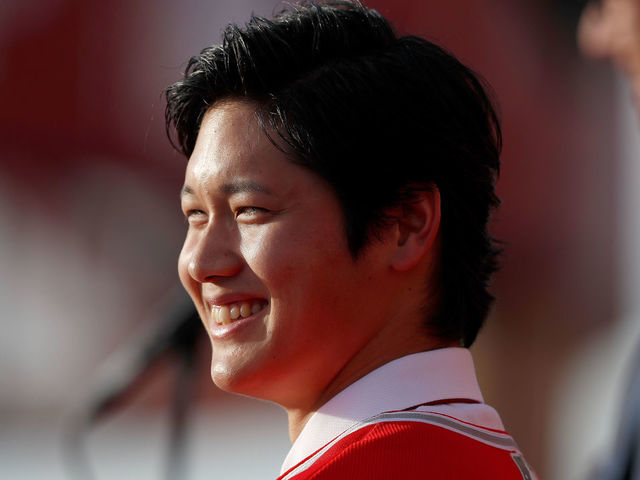 ANAHEIM, CA - DECEMBER 09: Shohei Ohtani speaks onstage during a press conference introducing Ohtani to the Los Angeles Angels of Anaheim at Angel Stadium of Anaheim on December 9, 2017 in Anaheim, California.