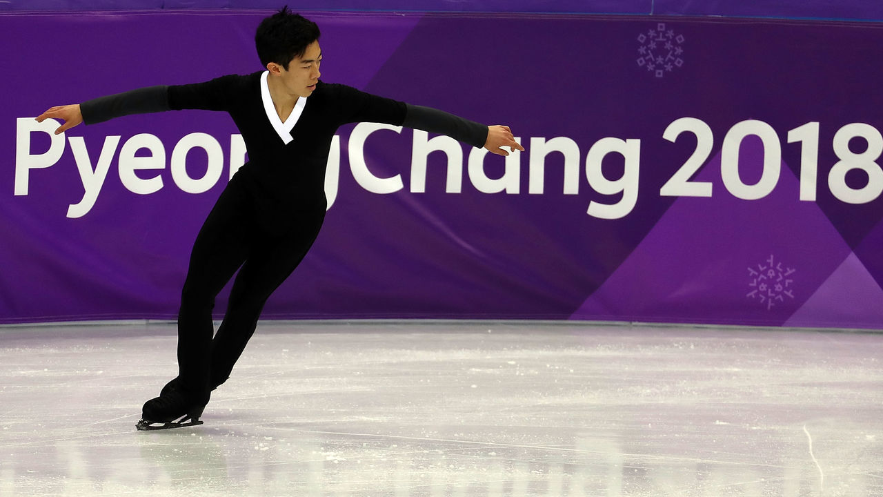 PYEONGCHANG-GUN, SOUTH KOREA - FEBRUARY 17: Nathan Chen of the United States competes during the Men's Single Free Program on day eight of the PyeongChang 2018 Winter Olympic Games at Gangneung Ice Arena on February 17, 2018 in Gangneung, South Korea.