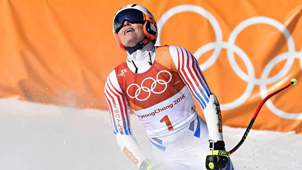 PYEONGCHANG-GUN, SOUTH KOREA - FEBRUARY 17: Lindsey Vonn of USA competes during the Alpine Skiing Women's Super-G at Jeongseon Alpine Centre on February 17, 2018 in Pyeongchang-gun, South Korea.