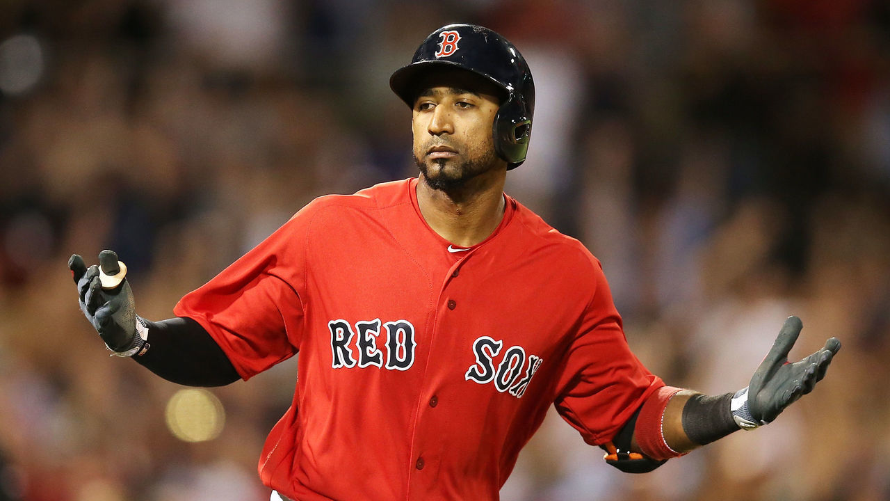 BOSTON, MA - AUGUST 04: Eduardo Nunez #36 of the Boston Red Sox reacts as he rounds the bases after hitting a solo home run in the sixth inning of a game against the Chicago White Sox at Fenway Park on August 4, 2017 in Boston, Massachusetts.