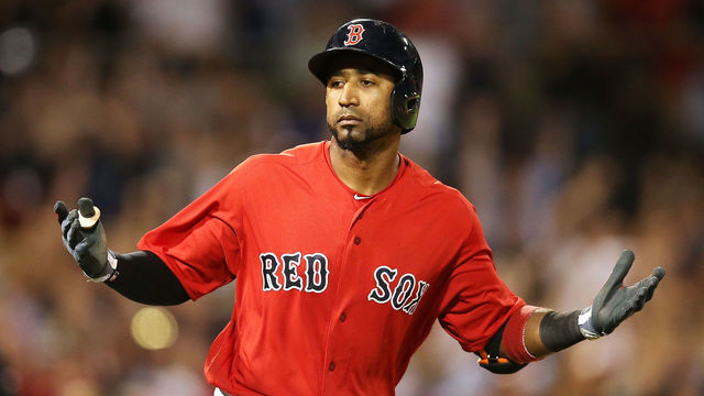 BOSTON, MA - AUGUST 04: Eduardo Nunez #36 of the Boston Red Sox reacts as he rounds the bases after hitting a solo home run in the sixth inning of a game against the Chicago White Sox at Fenway Park on August 4, 2017 in Boston, Massachusetts.