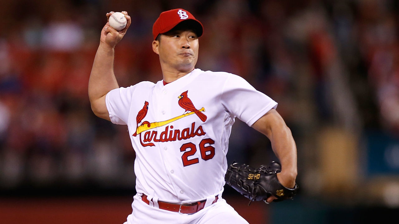 ST. LOUIS, MO - MAY 4: Seung Hwan Oh #26 of the St. Louis Cardinals pitches during a baseball game against the Philadelphia Phillies at Busch Stadium on May 4, 2016 in St. Louis, Missouri.