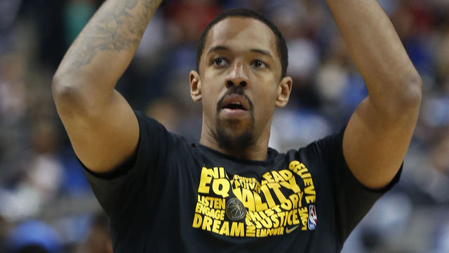 DALLAS, TX - FEBRUARY 10: Channing Frye #12 of the Los Angeles Lakers warms ups before the Lakers play the Dallas Mavericks at American Airlines Center on February 10, 2018 in Dallas, Texas.